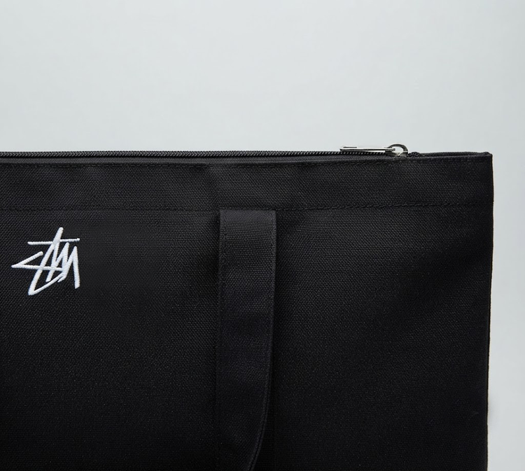 51193265 Black Large Capacity Tote Bag Embroidery Logo Casual Daily Shopping Shoulder Handbag