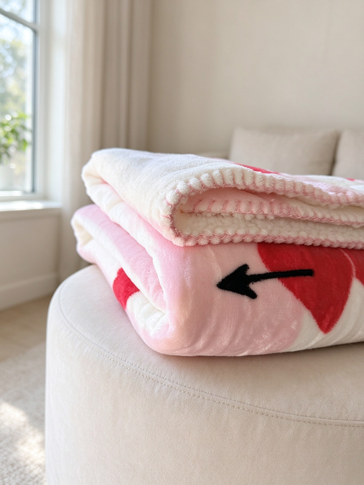 51379455 Heart Print Sherpa Fleece Blanket, Soft Warm Reversible Throw Blanket