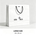 51185021 Logo Print Paper Shopping Bag Black Rope Handle Gift Packaging Tote Bag Two Sizes Available