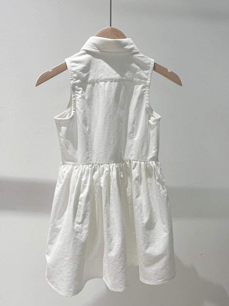 Girls' Sleeveless Cotton Shirt Dress