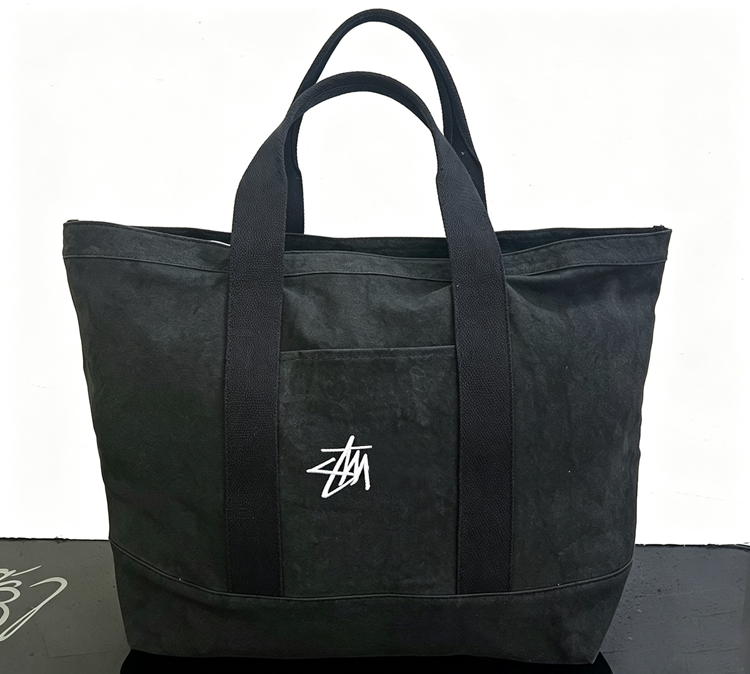 51211591 Black Printed Canvas Tote Bag Large Capacity Casual Daily Shoulder Handbag