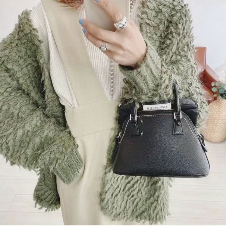 51166185 Grain Leather Mini Handbag Top Handle Detachable Chain Crossbody Shoulder Purse