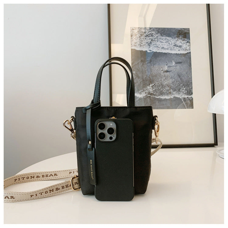 51170551 Mini Embroidery Bear Bucket Bag Top Handle Adjustable Strap Crossbody Shoulder Tote