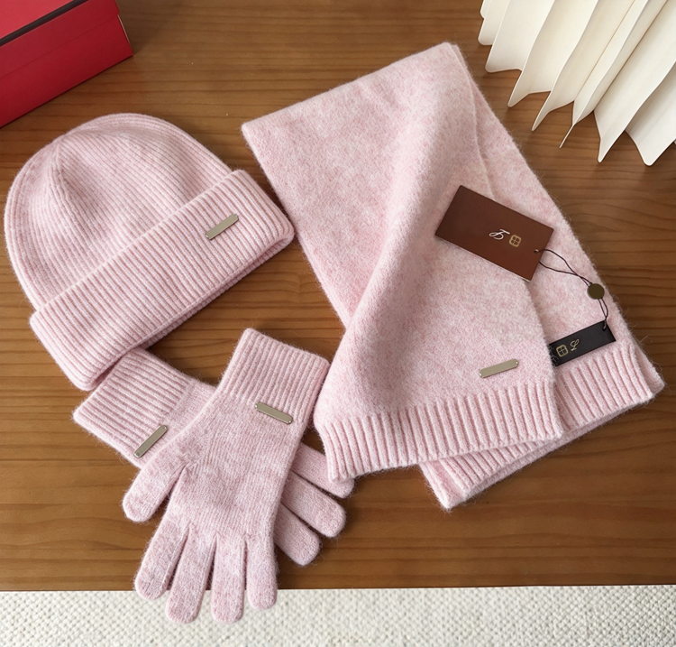 51337273 Winter Knit Scarf Beanie Hat Gloves 3 Pieces Set Warm Soft Gift for Women