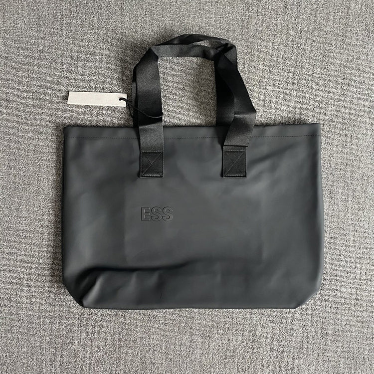 51211536 Large Capacity Black Tote Bag Letter Print Waterproof Daily Travel Shoulder Handbag
