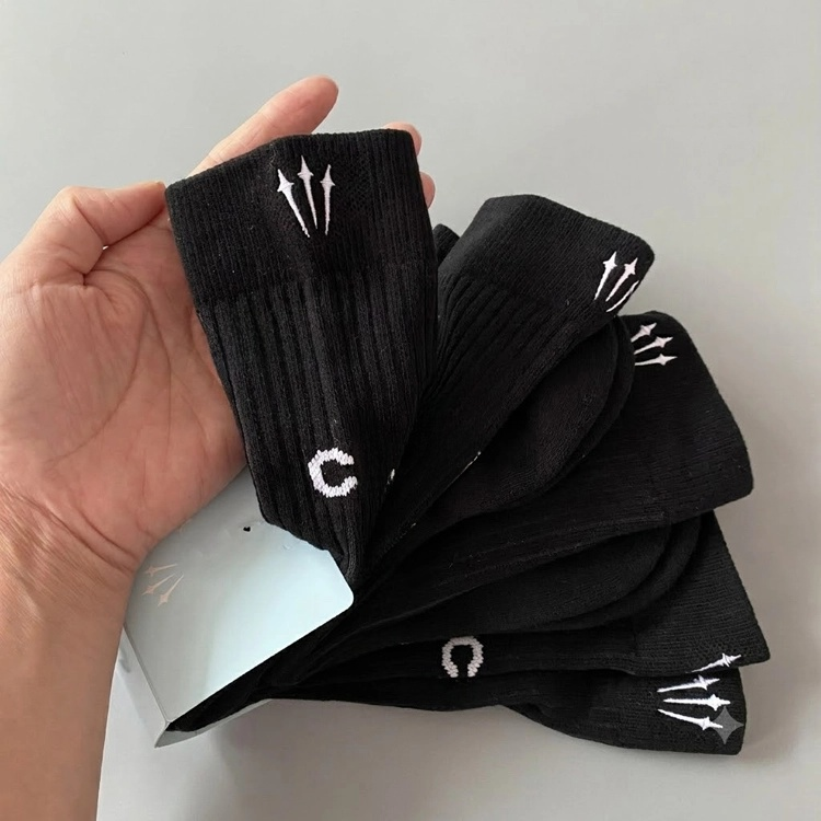 51138837 Terry Sole Cushioned Crew Socks Soft Ribbed Athletic Sport Socks Black&White