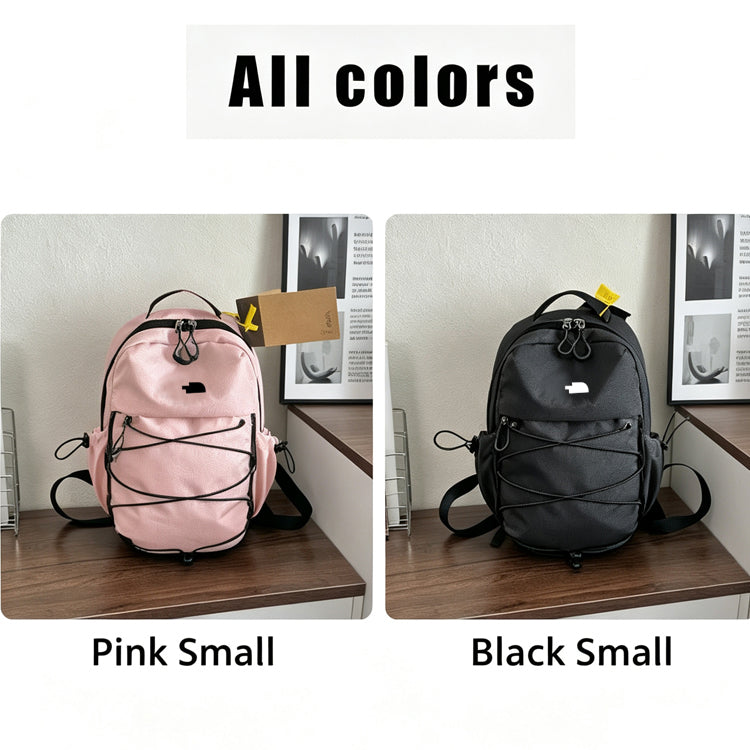 51164454 Elastic Drawstring Front Backpack Multi Size Lightweight Nylon School Travel Daypack