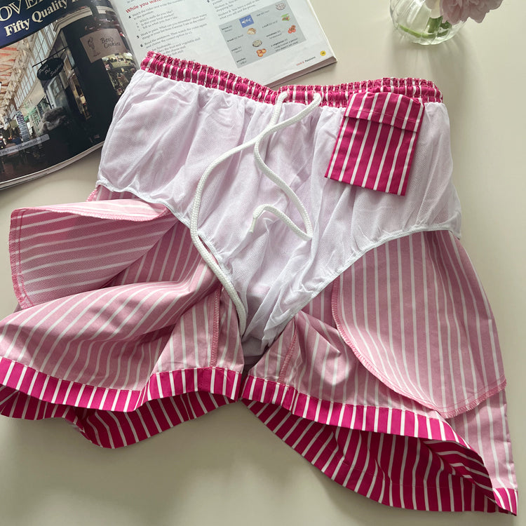 40541789 Elastic Waist Striped Board Shorts