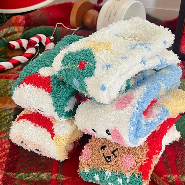 40277841 Christmas socks coral fleece winter thick warm cute  socks