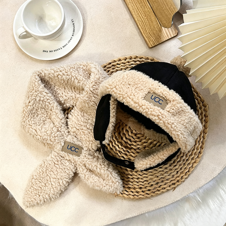 Winter Fleece Ear Flap Hat, Warm Thick Trapper Hat with Ear Cover for Cold Weather（hat&scarf） - 40789606