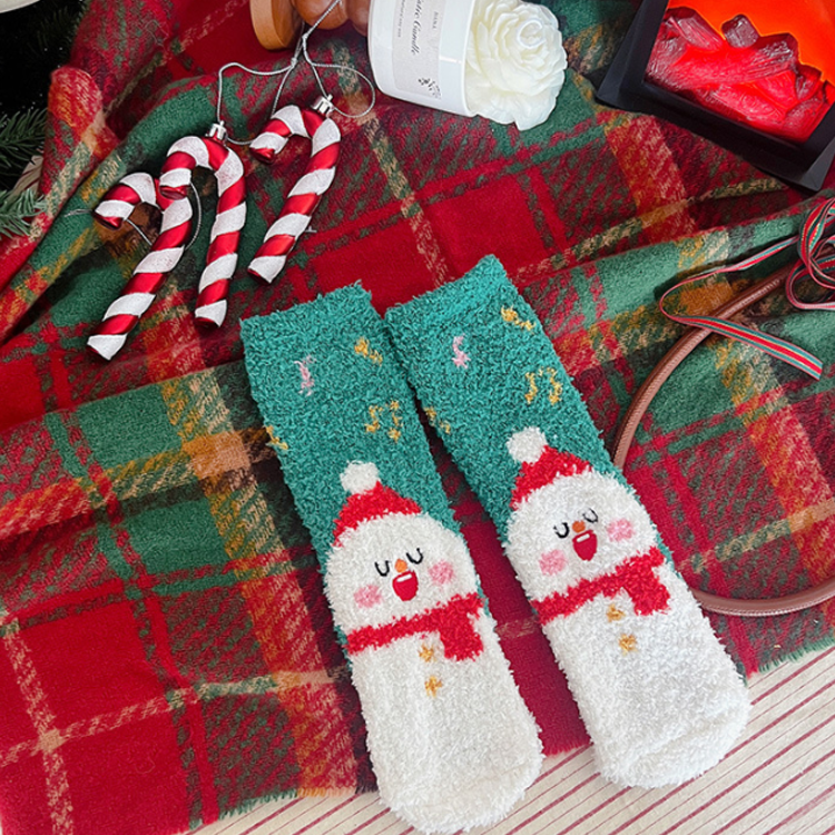 40277841 Christmas socks coral fleece winter thick warm cute  socks