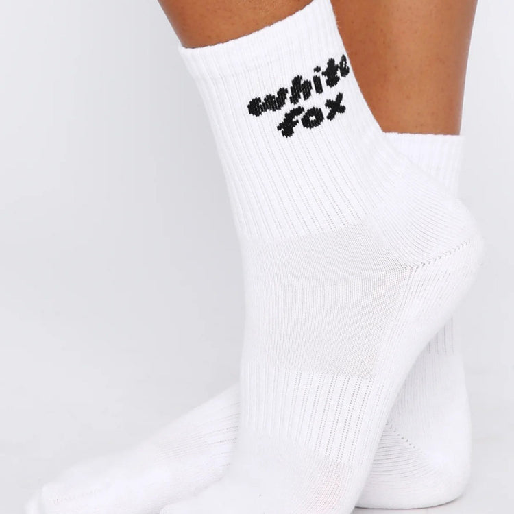 White fashionable cotton trendy  mid-calf socks