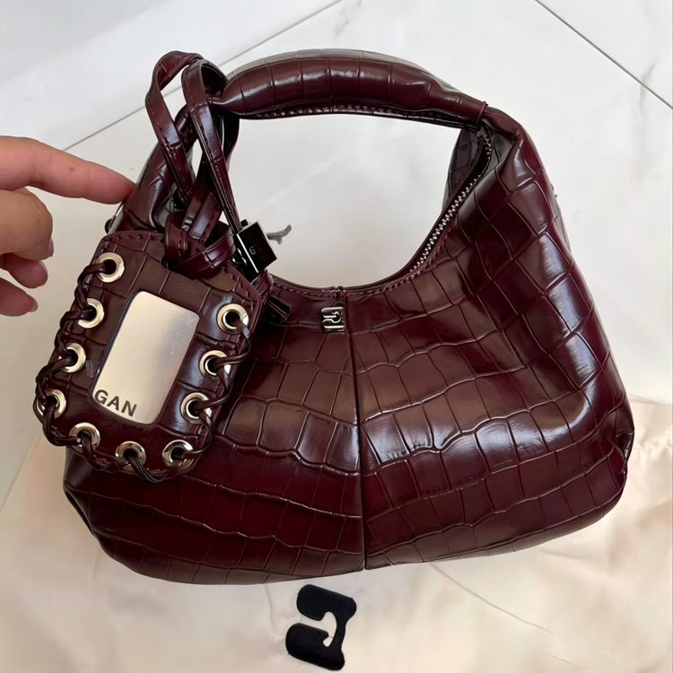 Crocodile Embossed Hobo Shoulder Bag Retro Women’s Top‑Handle Crossbody Handbag - 51262377