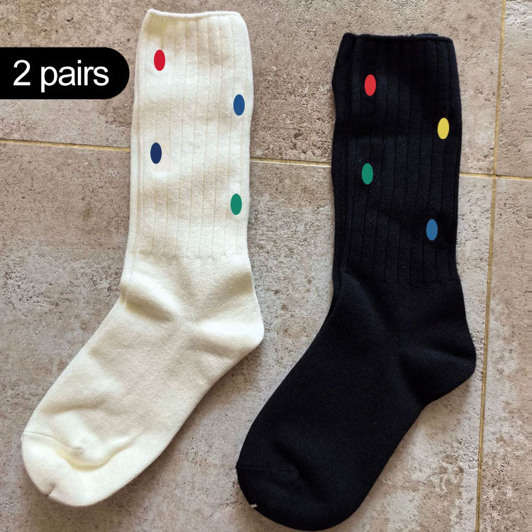 Colorful cotton mid-calf socks (2 pairs)
