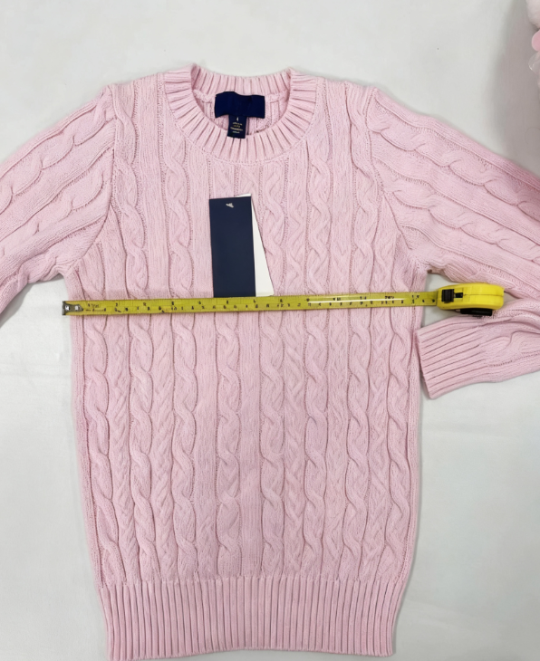 40170238 RL Pony - Children's pink cable sweater