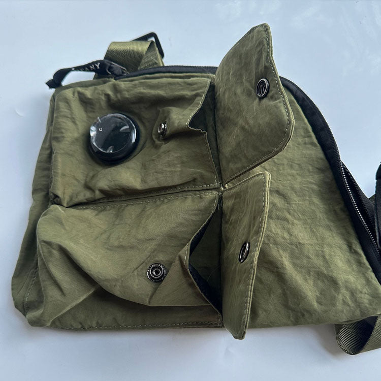 51155510 Multi Pocket Washed Nylon Crossbody Bag Adjustable Strap Casual Messenger Shoulder Bag