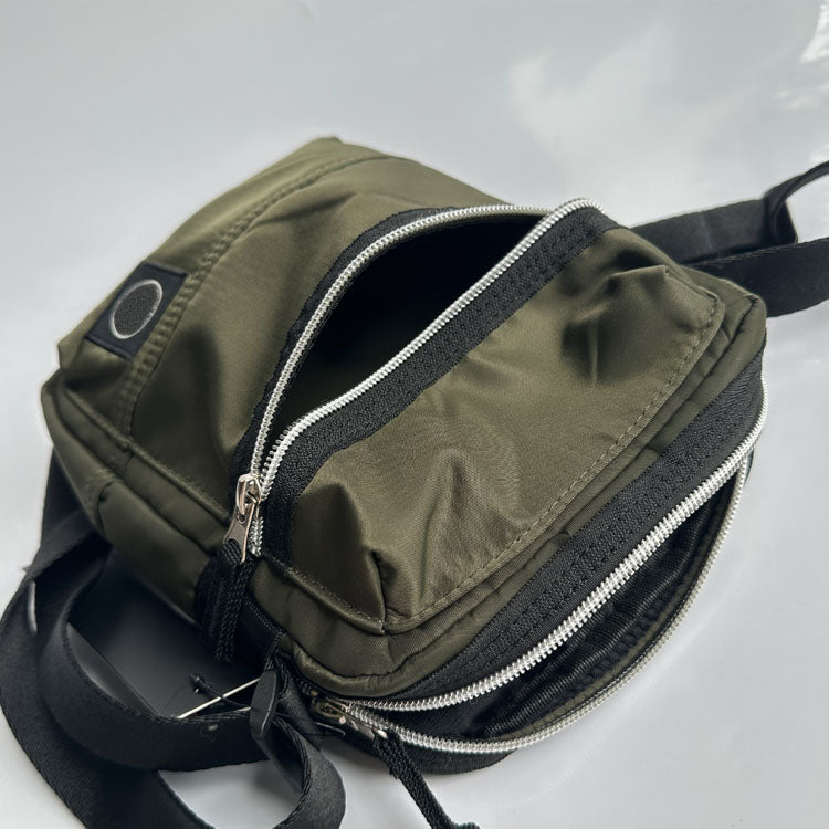 51155462 Mini Multi Zip Nylon Crossbody Bag Adjustable Strap Small Travel Shoulder Pouch