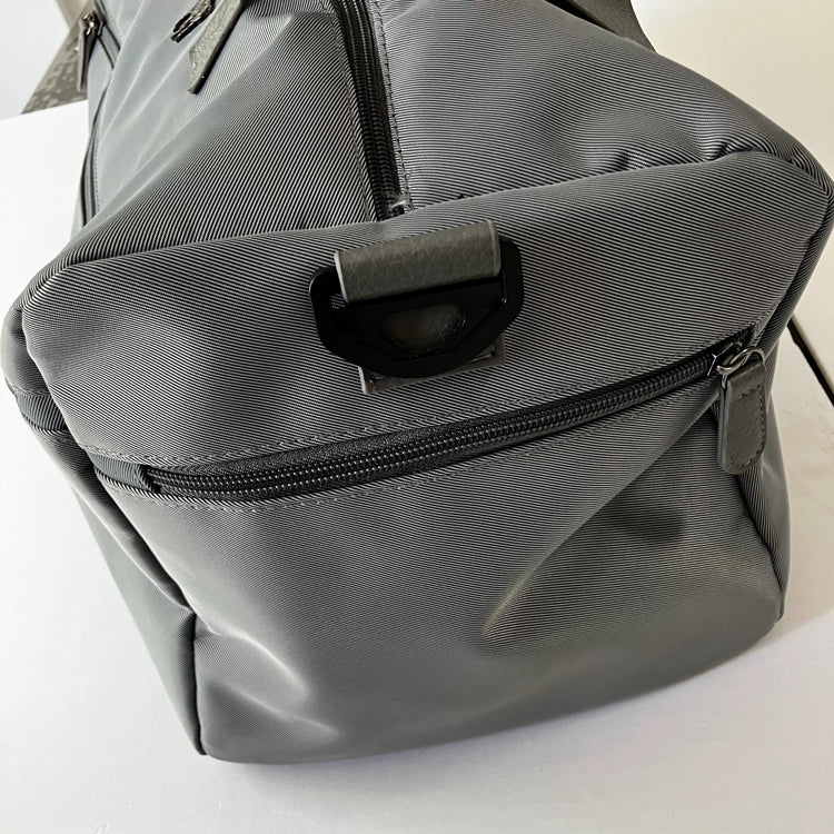 51371277 Gray Nylon Duffle Bag, Weekender Overnight Travel Bag with Strap