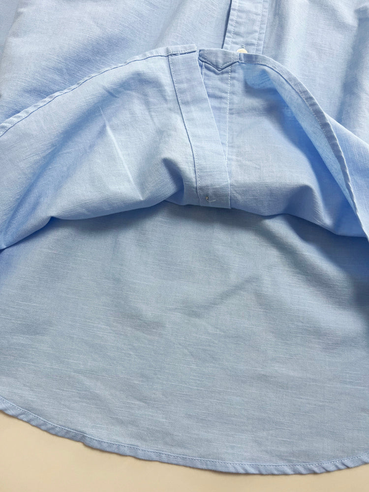 51098351 Light Blue Linen Casual Button-Down Shirt