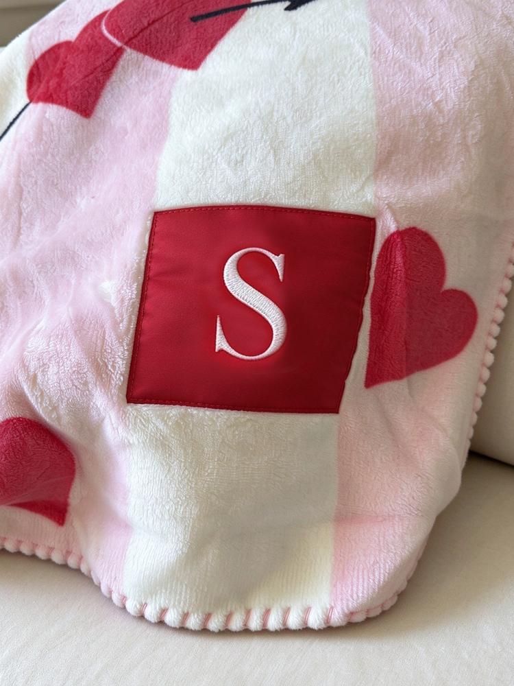 51379455 Heart Print Sherpa Fleece Blanket, Soft Warm Reversible Throw Blanket