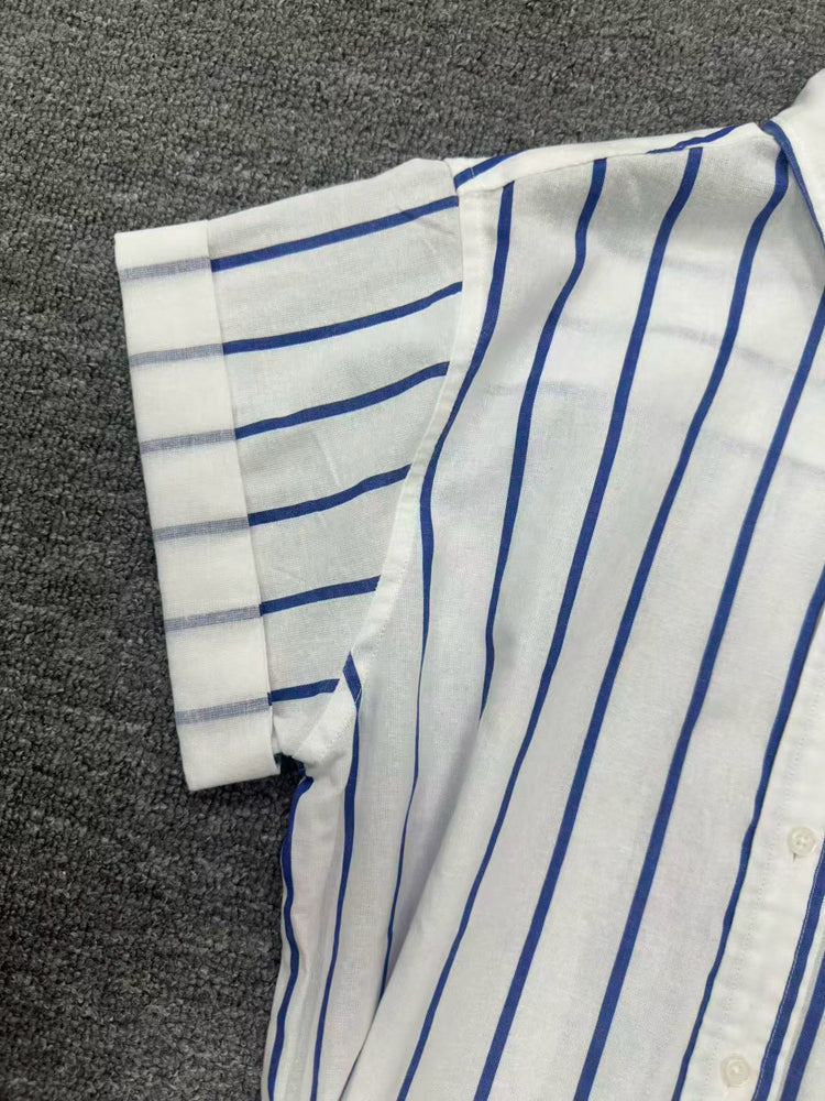 Women's Striped Belted Shirt Dress