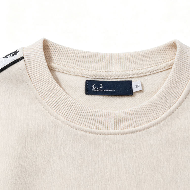 51156978 Crew Neck Sweatshirt Side Laurel Tape Strip Long Sleeve Casual Cotton Pullover Top