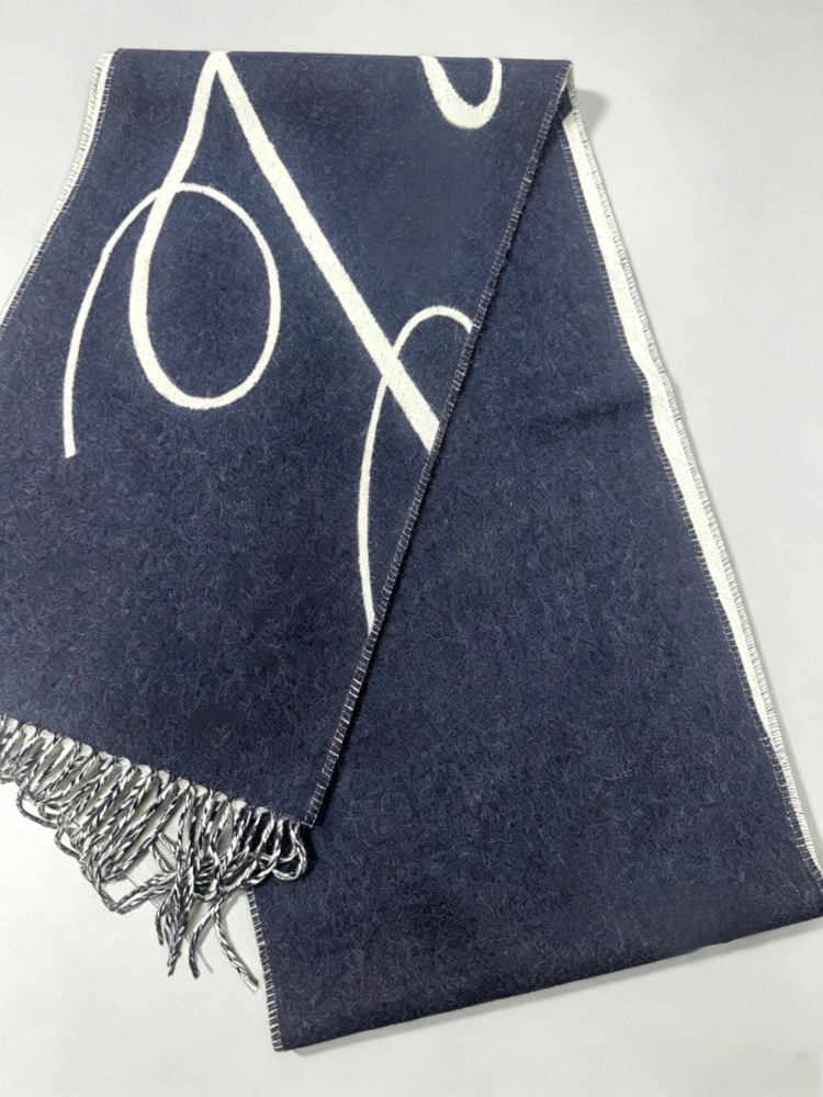 Elegant Letter Print Long Tassel Scarf Soft Warm Shawl Winter Neck Wrap for Men Women - 51309267