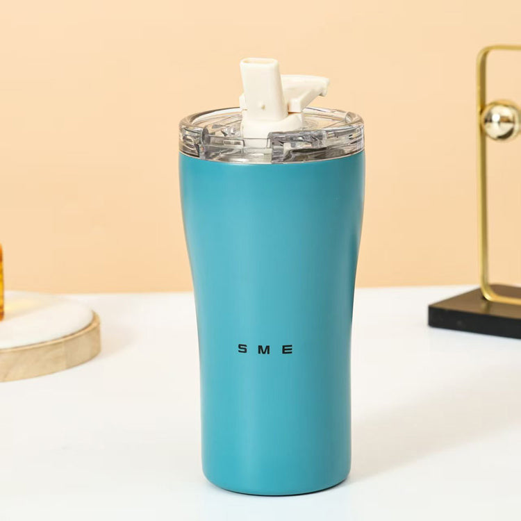 51357101 Colorful Stainless Steel Tumbler, Insulated Travel Coffee Cup With Flip Straw Lid ( Small waist )