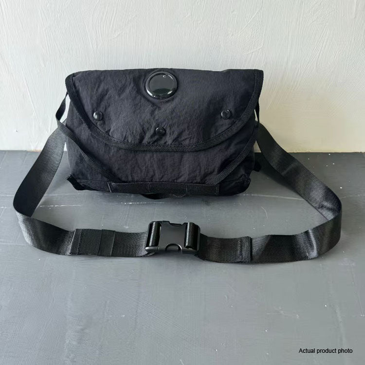 51150042 Lightweight Black Nylon Crossbody Bag Adjustable Strap Multi Pocket Casual Shoulder Bag