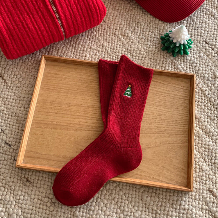Christmas double- snowman mid-calf socks