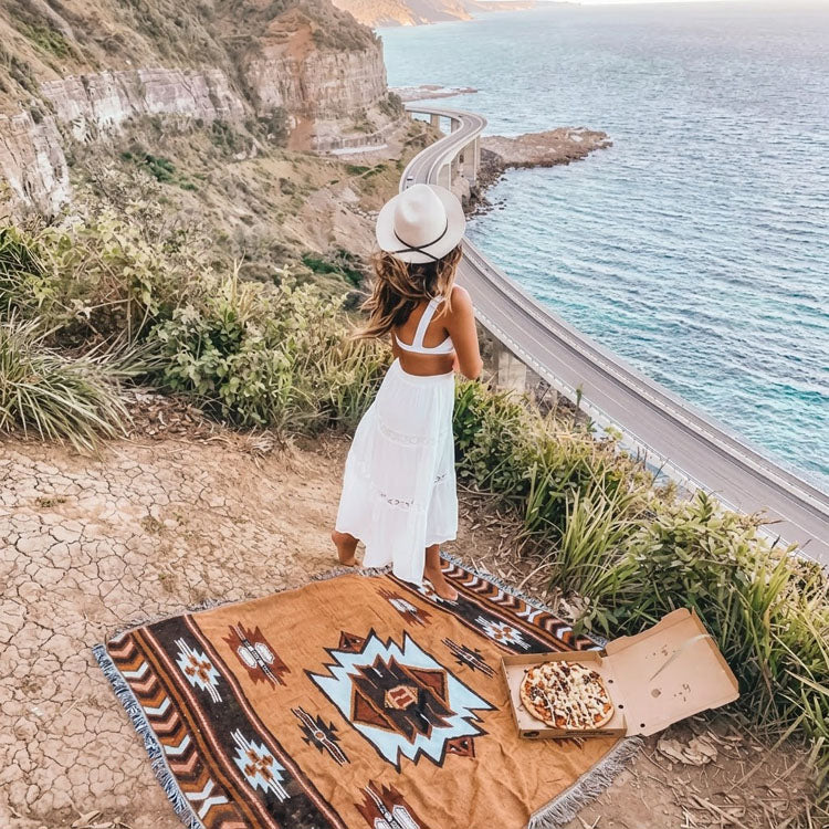 40610724 RV Tribal Woven Blanket - Boho Camping & Picnic Throw