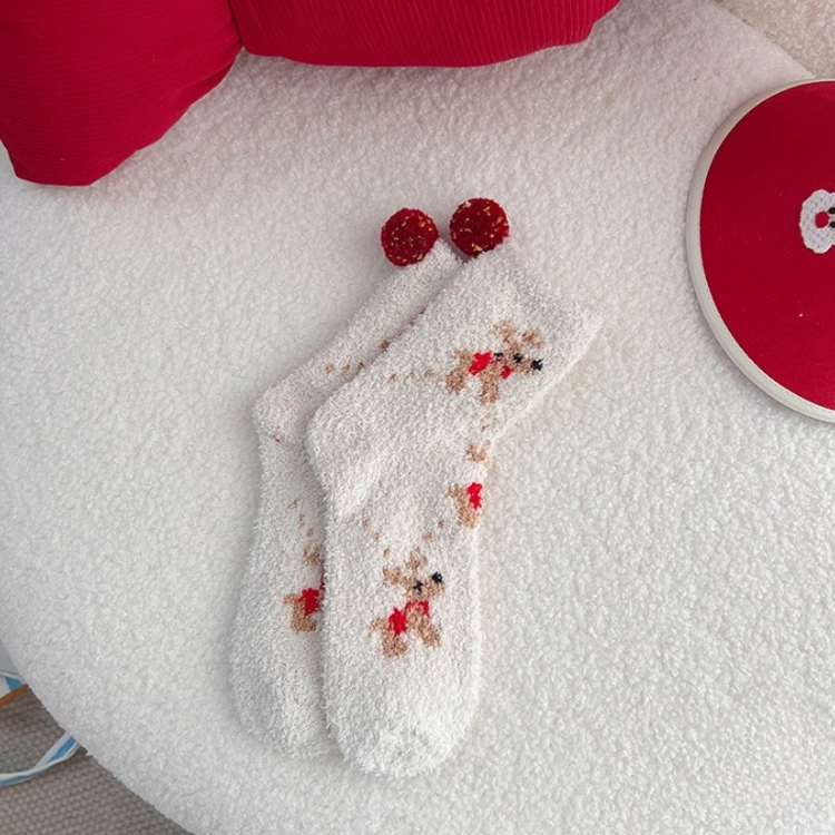 Christmas socks for women coral fleece warm holiday socks