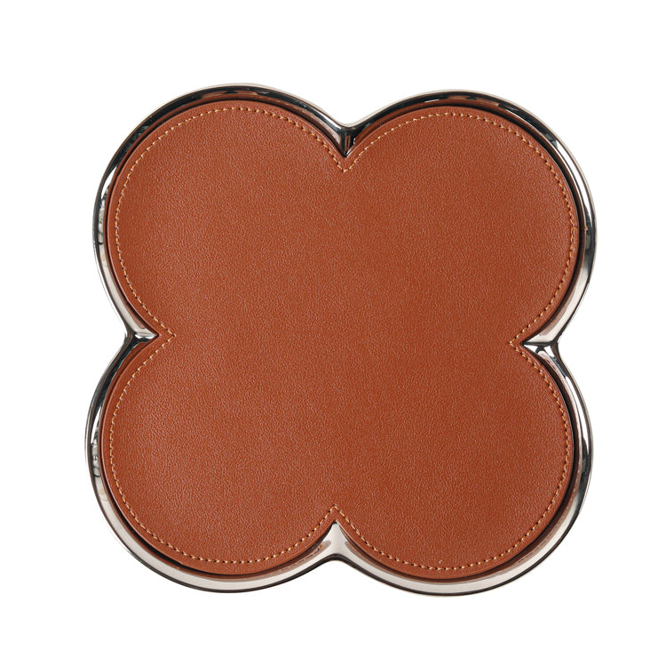 Clover Shape Leather Jewelry Tray Decorative Ring Earring Display Storage Tray-L - 51211764