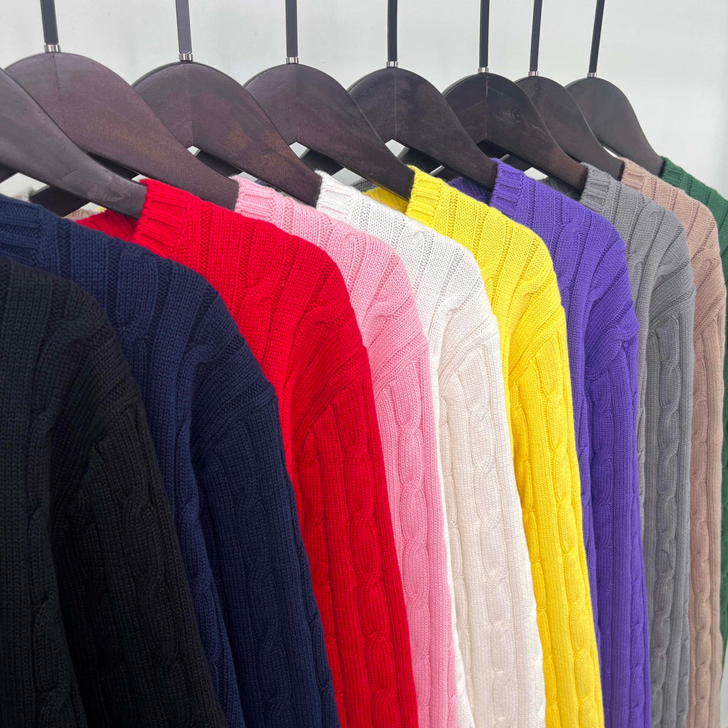 40097675RL Cable-Knit Cotton Sweater