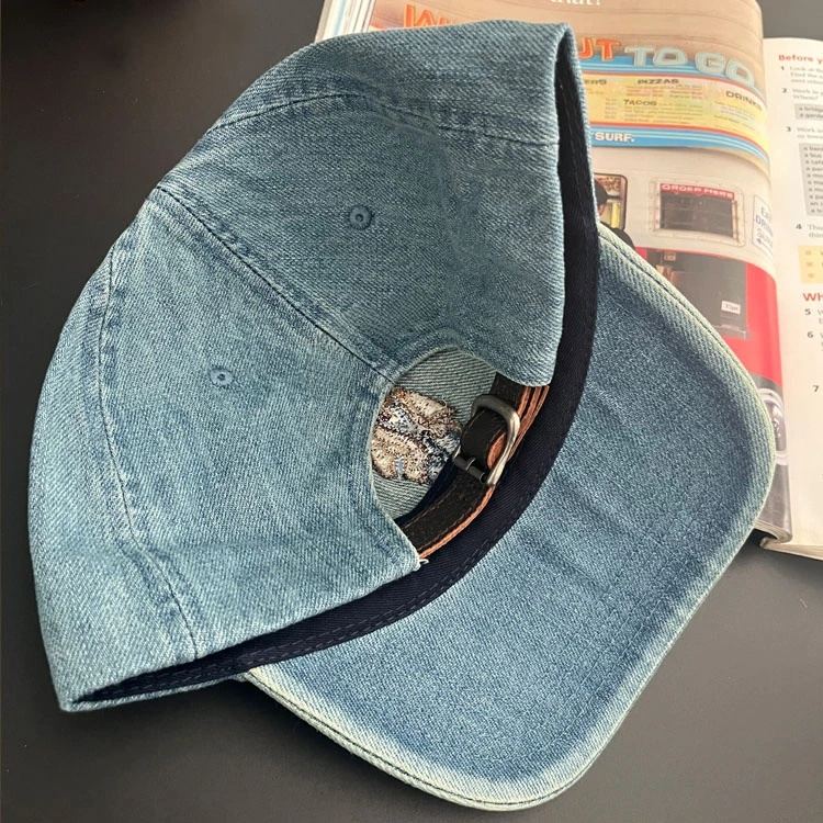 40430348 Denim Baseball Cap with Teddy Bear for Men and Women