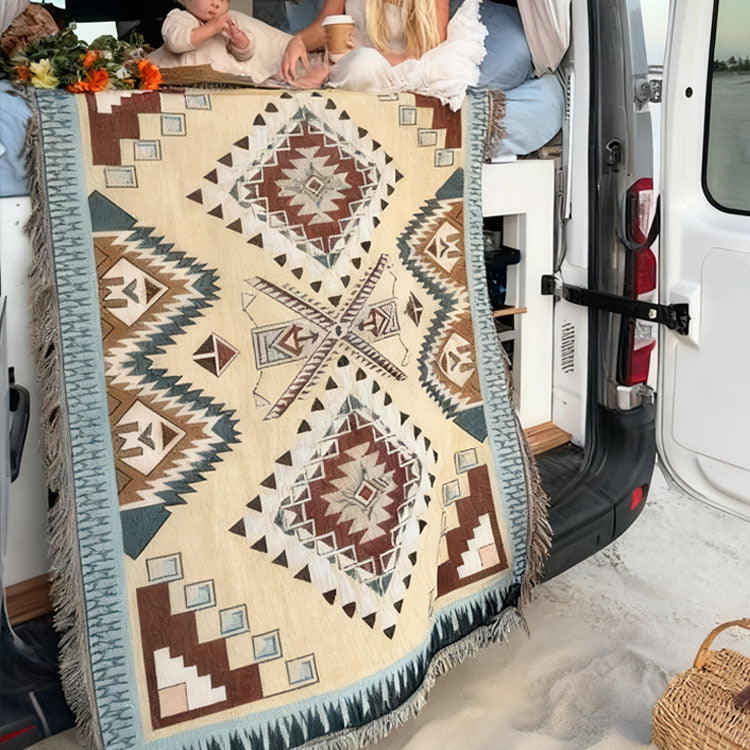40610724 RV Tribal Woven Blanket - Boho Camping & Picnic Throw
