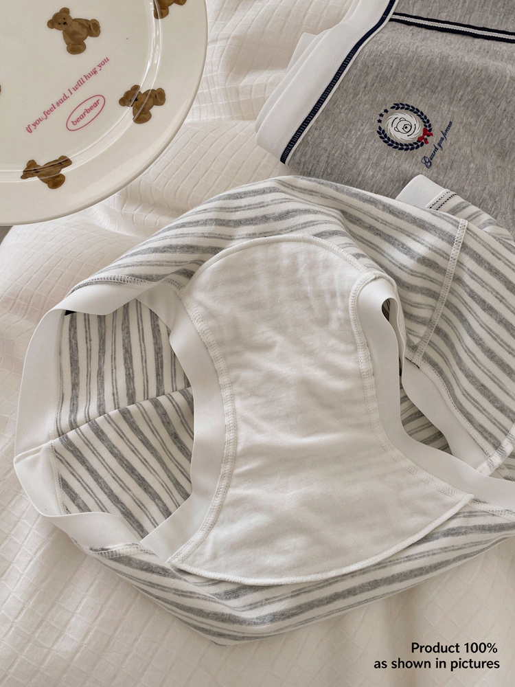 51365422 Women Striped Cotton Underwear Soft Breathable Ladies Briefs 3 Pack