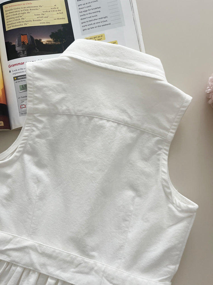 Girls' Sleeveless Cotton Shirt Dress