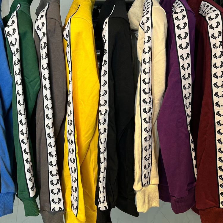 51159267 Zip Up Track Jacket Laurel Tape Sleeve Stand Collar Embroidered Logo Casual Cardigan