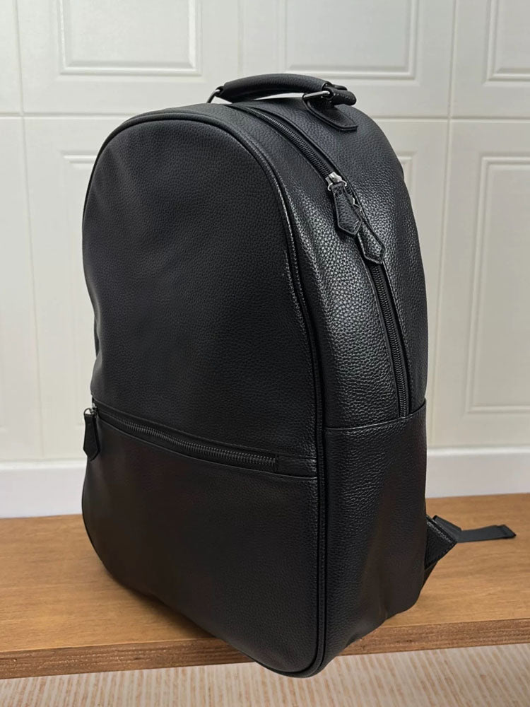 51371699 Black Faux Leather Backpack, Large Laptop Travel Backpack
