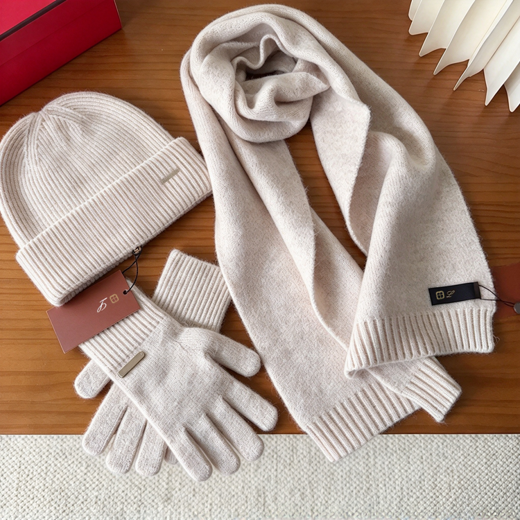 51337273 Winter Knit Scarf Beanie Hat Gloves 3 Pieces Set Warm Soft Gift for Women