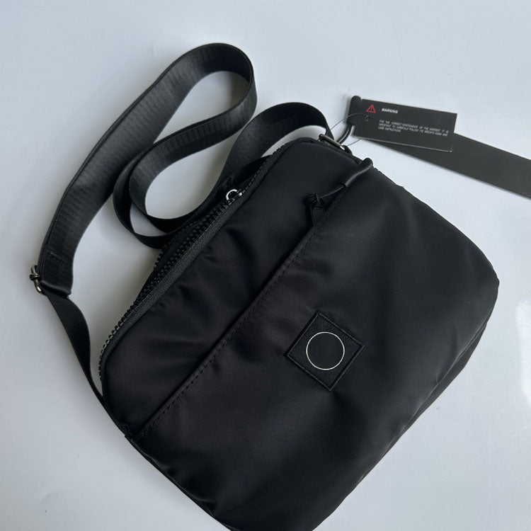 51154809 Small Black Nylon Crossbody Bag Multi Zip Pocket Adjustable Strap Mini Shoulder Bag