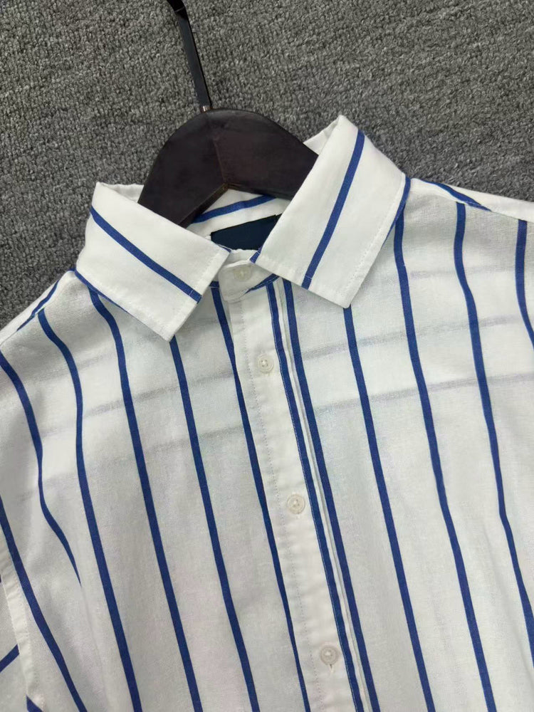 Women's Striped Belted Shirt Dress