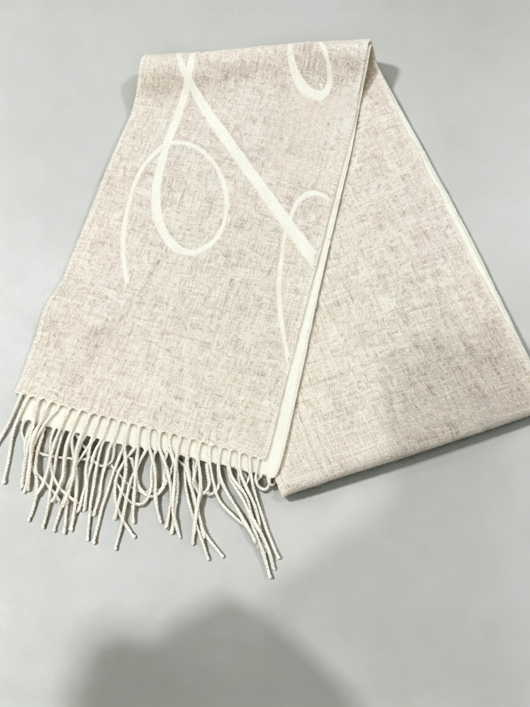 Elegant Letter Print Long Tassel Scarf Soft Warm Shawl Winter Neck Wrap for Men Women - 51309267