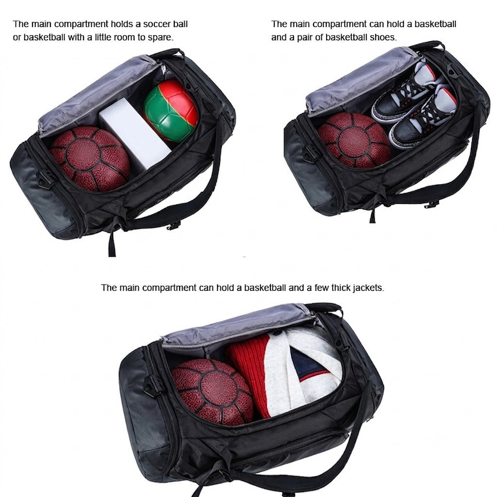 51148046 45L Sports Duffle Backpack Bag With Shoe Compartment Gym Travel Training Shoulder Bag