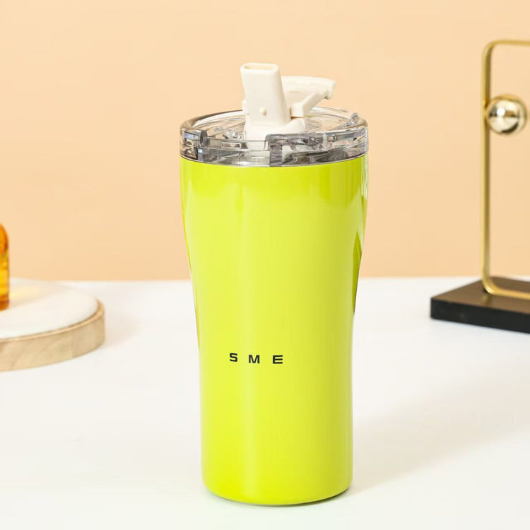 51357101 Colorful Stainless Steel Tumbler, Insulated Travel Coffee Cup With Flip Straw Lid ( Small waist )