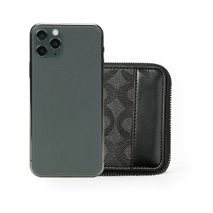 51211689 Men's Zipper Short Wallet Pattern PU Leather Card Holder Coin Purse