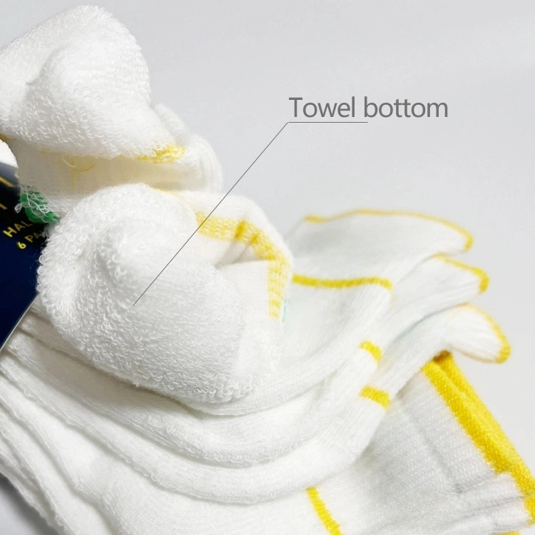 40309934 White cotton mid-calf socks with colored lettering(6pairs)