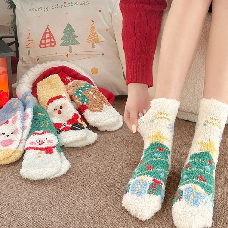 40277841 Christmas socks coral fleece winter thick warm cute  socks