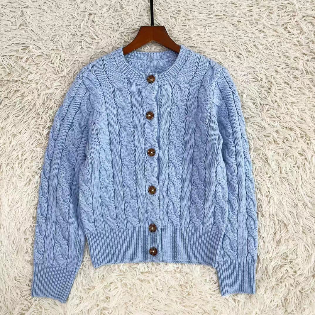 39448799 Cardigan in Natural Cable-knit Wool and Cashmere Cardigan